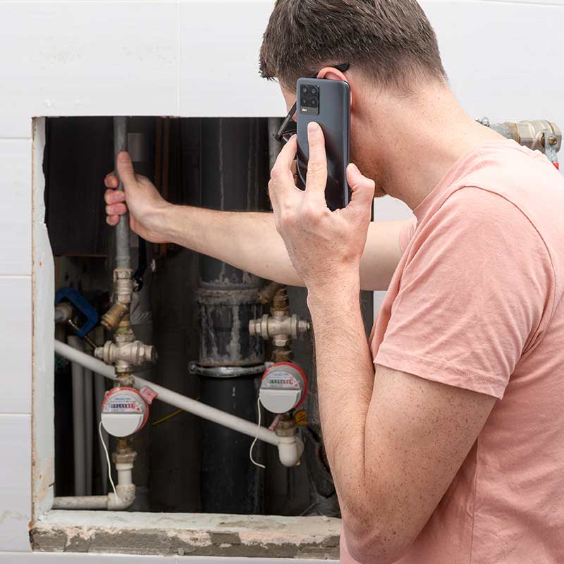 Sanitärfachkraft bei der Arbeit an einer modernen Installation